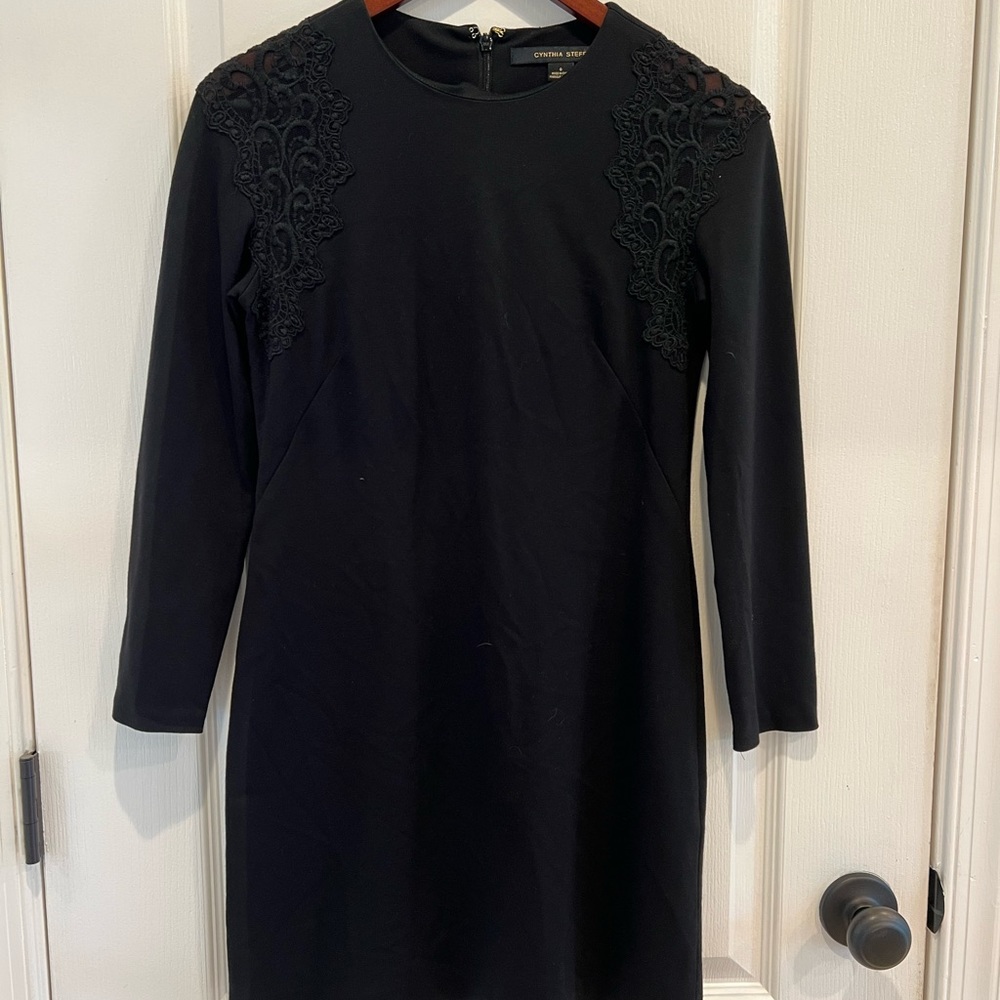 Cynthia Steffe stretch lace accent dress.